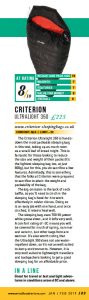 Image from the Adventure Travel magazine review of the Criterion Ultralight 350 -Jan/Feb 2019