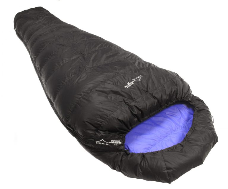 Down Sleeping Bags - Criterion Ultralight 200 - Total Weight 620 gms; Temperature +3 °C